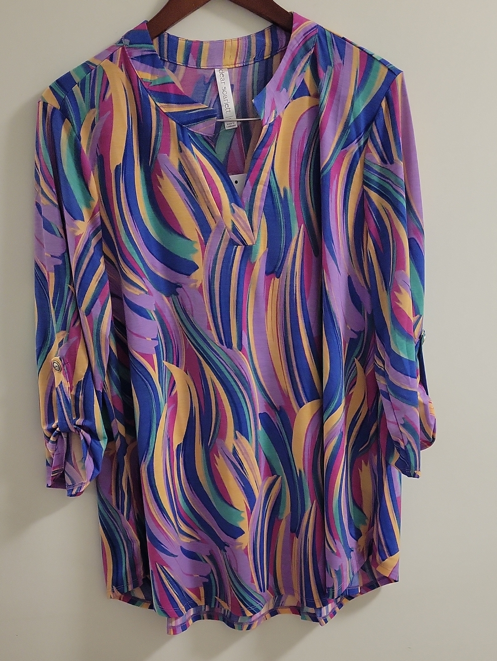 Dear Scarlett "Lizzie" Print 3/4 Length Tunic Top  XL
